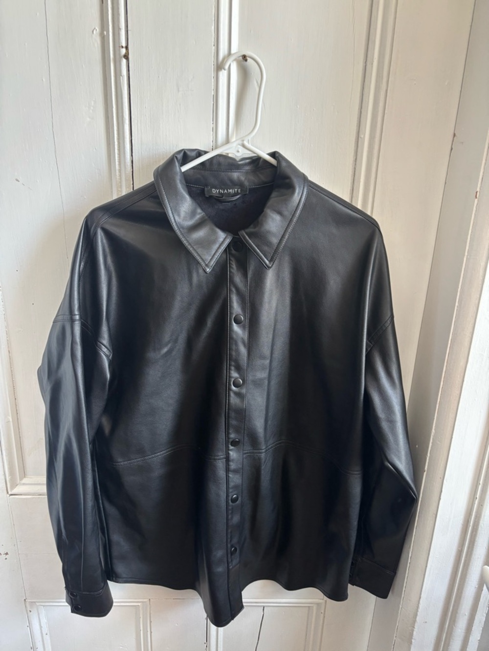 Dynamite Black Faux Leather Collar Jacket